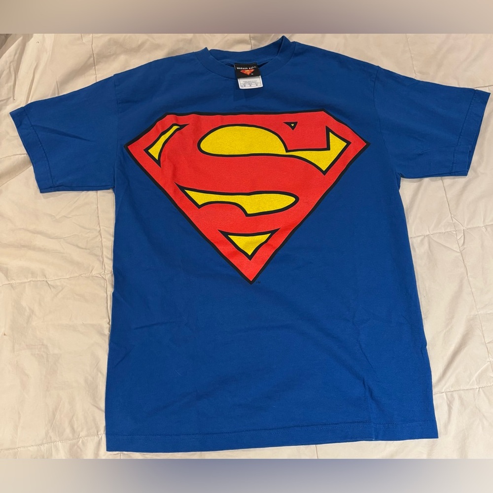 Vintage 2001 Superman Man of Steel Shirt Fit SIZE S - DC Comics -Warner Bros.